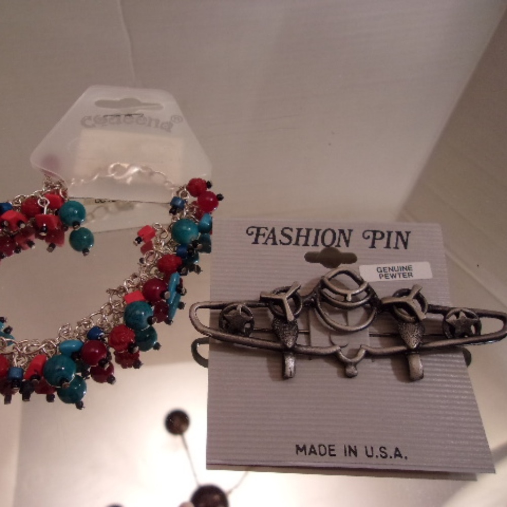 NWT AIRPLANE BROOCH & CODEENA BRACELET RETAIL $20